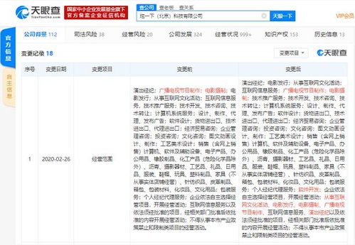 一下科技工商變更，經(jīng)營范圍新增演出經(jīng)紀與互聯(lián)網(wǎng)信息服務(wù)
